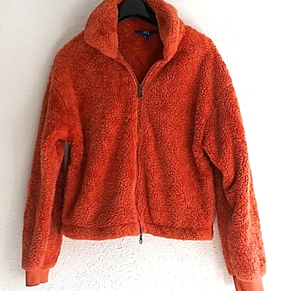 Joy Lab Rust Orange Sherpa Zip Up Jacket - Picture 2 of 8